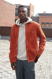 Urban Outfitters Oversize Big Corduroy Work Shirt Brown Thick Cord Men Sz M - Picture 1 of 20