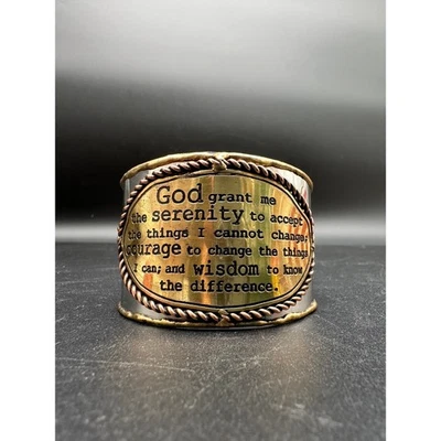 Pulsera brazalete de metal mezclado oración serenidad latón cobre cruz joyería cristiana Foto 1 de 4