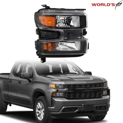 For Chevrolet Silverado 1500 2019 2020 2021 Headlight Halogen Black Right Side - Image 1 of 4