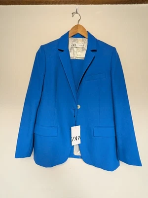 NUEVO Traje Falda Zara Azul 2 Piezas Para Mujer S - Mini Falda y Chaqueta Blazer Nuevo con Etiquetas Foto 1 de 4