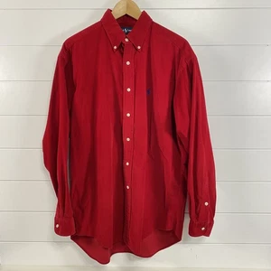 Ralph Lauren Shirt Mens Medium Red Corduroy Button Down Long Sleeve Classic - Picture 1 of 9