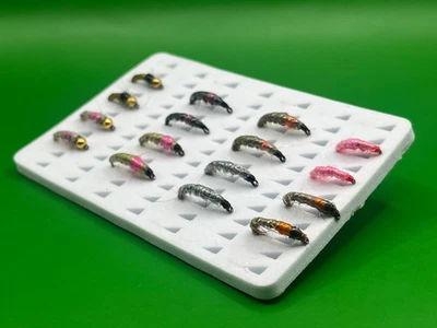 Tschechische Nymphen Mini Set 16 Widerhakenlose Forellen Fliegenfischen... - Bild 1 von 3