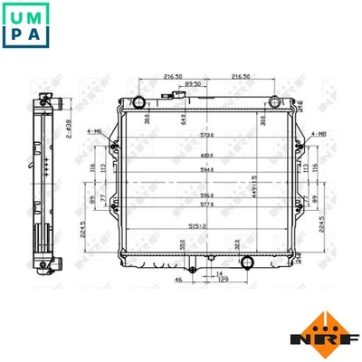RADIATOR ENGINE COOLING 53151 FOR 2KD-FTV 2.5L 4cyl - Image 1 of 4