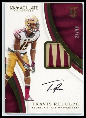 2017 Panini Immaculate Collegiate Travis Rudolph RPA RC Patch Auto /99 FSU - Image 1 of 2