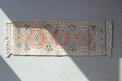 Oushak Gebetsteppich Orientteppich Brücke vermutlich 1970er Jahre ca 78 x 30 cm - Bild 1 von 4