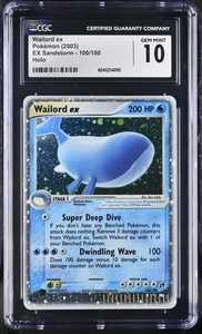 CGC 10 GEM MINT Wailord ex 2003 EX Sandstorm 100/100 Holo Pokemon Card - Picture 1 of 2