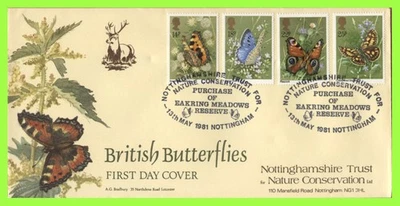 G.B. 1981 Butterflies set on Bradbury First Day Cover, Nottingham - Image 1 of 2