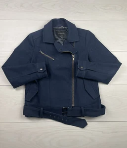 Banana Republic Navy Blue Moto Jacket Womens Petite XS - Picture 1 of 8