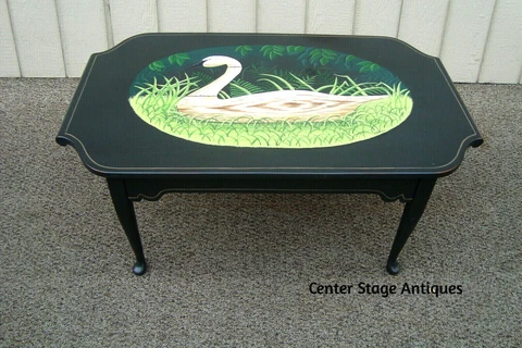 60667 Quality  Hand Painted Coffee Table Stand with Duck  ARTIST  Signed GAYLOR Cover