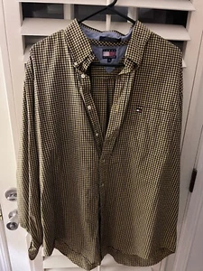Tommy Hilfiger Men's XL Button Down Shirt Long Sleeve Yellow/navy. CLASSIC! - Picture 1 of 5