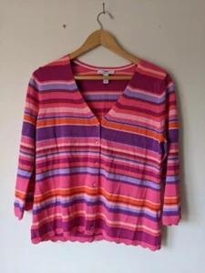 Isaac Mizrahi Women's Striped Cardigan Medium Cotton - Picture 1 of 6