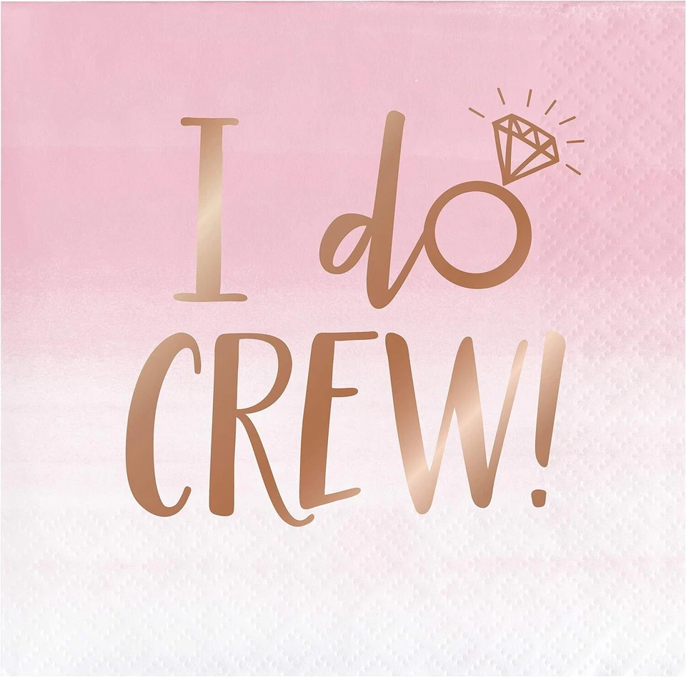 Rose All Day Bridal Shower Wedding Party Paper Beverage Napkins I DO CREW - Image 1 of 1