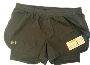 NEW UNDER ARMOUR [M] Women's SEMI-FITTED 2-in-1 Yoga/Gym Shorts-Black 1233676 - Picture 1 of 2