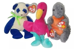 Ty 3 Beanie Babies SET (DOMINO, EMMETT, & FRAYA) 30th Anniversary NEW MWMTs - Picture 1 of 24