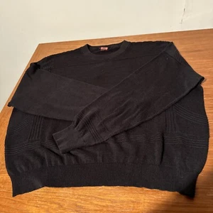 Women’s Sweater By Theory Linen Blend Size L Long Slv Crewneck Black Pullover - Picture 1 of 10