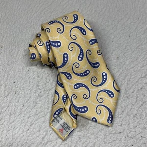 Turnbull & Asser Tie Mens Neck Tie Yellow Blue Paisley Silk Made In England - Picture 1 of 7