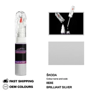 FOR SKODA BRILLIANT SILVER 8E8E Touch Up Paint Pen Brush Fix Kit Scratch Chip - Picture 1 of 8