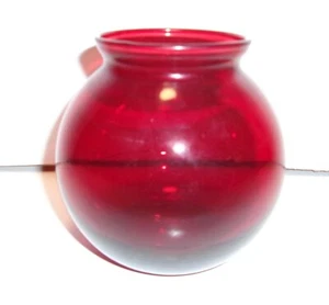 Vintage Ruby Red Glass Rose Bowl Vase- 3.75"H x 3 3/4"D - Picture 1 of 3