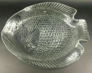 ARCOROC Large Clear Glass FISH SHAPED PLATTER 15" x 12" Poisson Tray FRANCE EUC - Picture 1 of 8