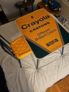 Vtg Wood Kids Folding Table Crayola Crayon Chairs TMNT Style Furniture Set 1981 - Picture 1 of 11