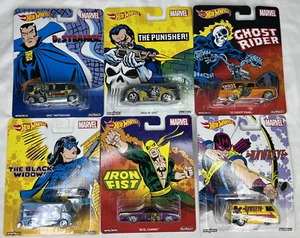 Hot Wheels Real Riders Marvel (6) Car Set Ghost Rider, Dr. Strange, Punisher, + - Picture 1 of 7