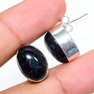 Black Onyx Gemstone Handmade 925 Starling Silver Jewelry Stud Earring 0.75 - Picture 1 of 1
