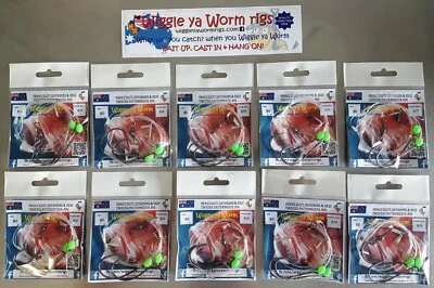 10x Hand Tied Heavy Duty Offshore/Reef 80lb Twisted Paternosta rigs 2x 8/0 hooks - image 1 of 4