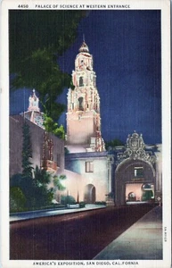 Postal del Palacio de la Ciencia Entrada Occidental San Diego California sin publicar - Imagen 1 de 2