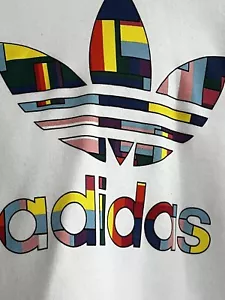 Adidas Pride Medium White Pullover Hooded Sweatshirt Hoodie Love Unites Large - Picture 1 of 6