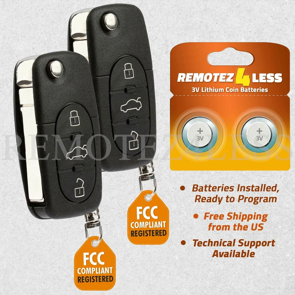 2 For 98 1999 2000 2001 Volkswagen Beetle Golf Jetta Passat Car Remote Key Fob - Image 1 of 1