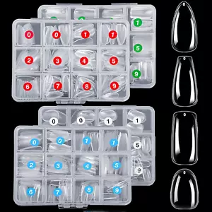 1000PCS Nail Tips Clear False Nails Full Cover for Acrylic Nails Kit 10 Sizes 4 - Picture 1 of 7