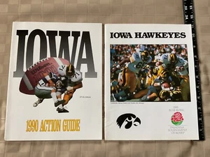 1990 IOWA HAWKEYES NCAA COLLEGE FOOTBALL MEDIA GUIDE & '91 ROSE BOWL MAGAZINE - Picture 1 of 10