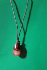 Vintage 25" rope leather-type necklace with 1" bead/stone/rock fob - Picture 1 of 7