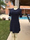 M Missoni NAVY BLUE SHEAR TOP DETAIL SHORT SLEEVE KNIT DRESS Sz 42 MADE IN ITALY