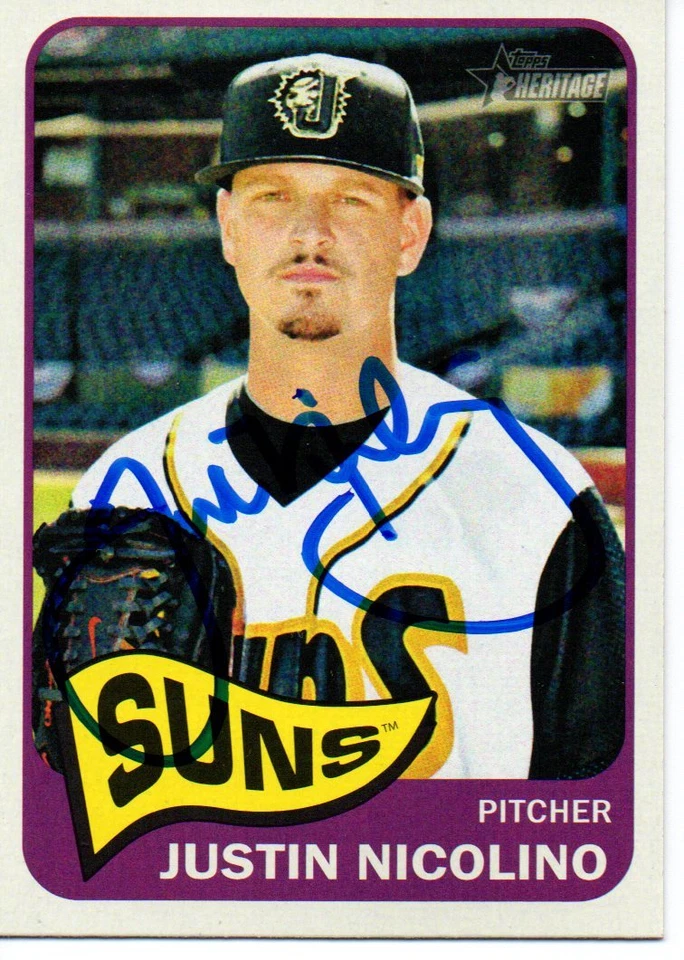 Justin Nicolino Jacksonville Suns 2014 Topps Heritage Signed Card - Image 1 of 1