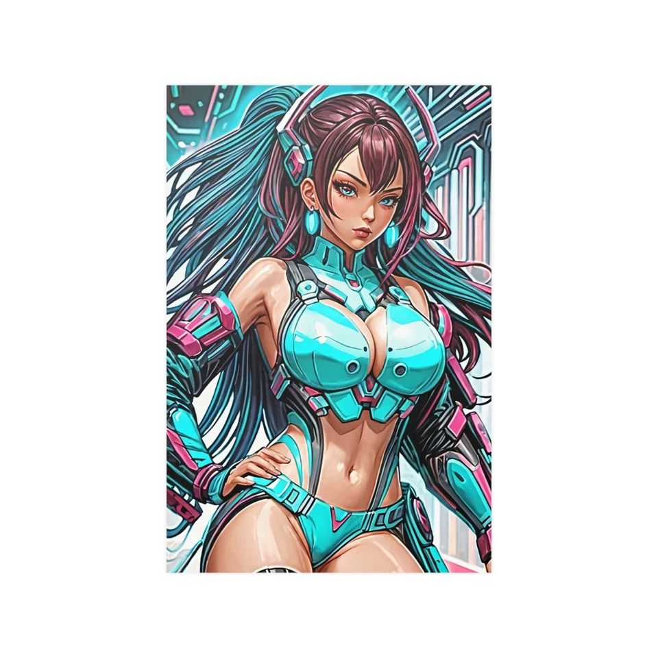 Póster de anime Cyber Girl arte fantasía Cyberpunk ciudad futura acabado satinado Foto 1 de 1