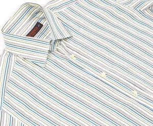 ETRO MILANO Camicia uomo a righe manica lunga multicolore abito formale 41 - Foto 1 di 24