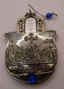 STERLING SILVER 925 CLAD JERUSALEM JUDAICA HOME BLESSING ORNAMENT - Foto 1 di 7