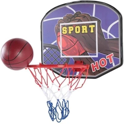 HB SET CANESTRO BASKET RETE + PALLA BAMBINI ADULTI UFFICIO A PARETE PORTA Ø 4.. - Immagine 1 di 4