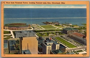 Postcard Cleveland Ohio View from Terminal Tower Looking Toward Lake Erie - Picture 1 of 2