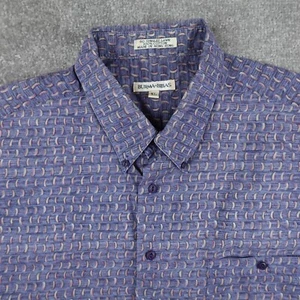 Vintage Burma Bibas Shirt Men's XL Blue Short Sleeve Button Up 100% Cotton - Picture 1 of 8