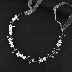 Diadema trenzada perla dorada plateada frente joyas para el cabello para mujeres niñas boda - Imagen 1 de 4
