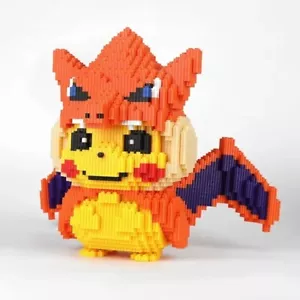 Pokemon Figur - Bau Pikachu Glurak Maske 26cm Klemmbaustein Figur Selberbauen - Imagen 1 de 3