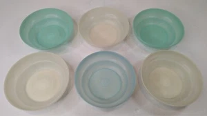 Vtg Tupperware 6 Cereal Bowls # 155 Pastel Colors Green/Blue/Cream - Picture 1 of 6