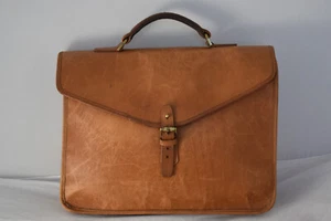Maletín de cuero liso marrón morera para documentos unisex - Imagen 1 de 23