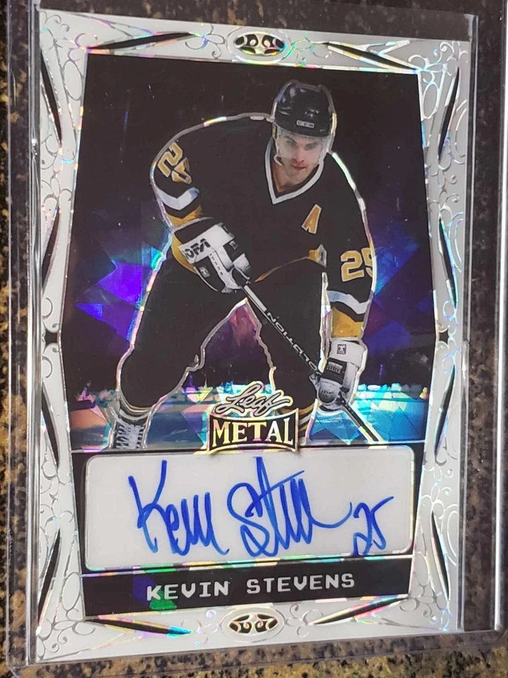 2024 Leaf Metal Legends KEVIN STEVENS Crystal White Auto! BA-KS1 2/3 WOW! - Image 1 of 2