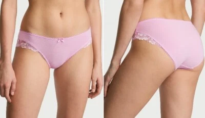 VICTORIA'S SECRET Cotton Lace Trim Bikini Panty, Violet Sugar XS S M L XL XXL - Image 1 of 3