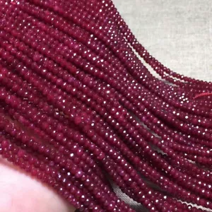 Faceted 2x4mm Natural Brazil Red Ruby Gemstone Rondelle Loose Beads 15 inches - Picture 1 of 6