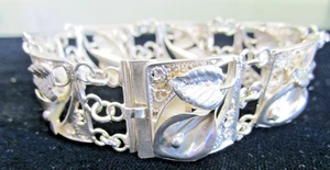 Bracciale donna argento sterling 925 motivi floreali regalo gioielli elegante vintage - Foto 1 di 9
