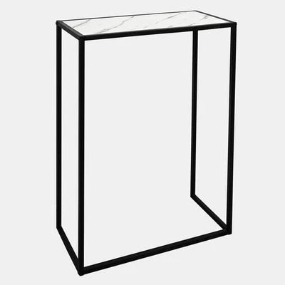 Slim Marble Look Console Table with Sturdy Metal Frame – Space Saving - Image 1 of 4